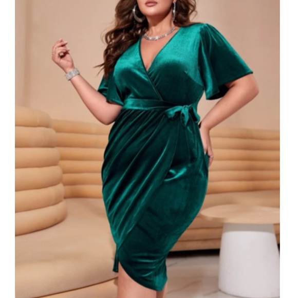 Dresses & Skirts - Luxe velvet knit side wrap holidays party dress